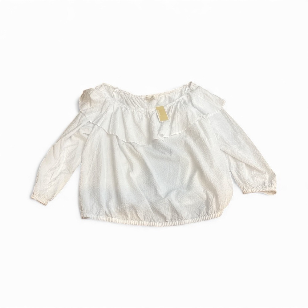 Michael Michael Kors Ruffle Peasant Blouse White NWT 77% Viscose Size 3x casual